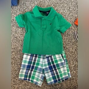 Nautica Vibrant Green Kids Polo Shirt & Shorts Set